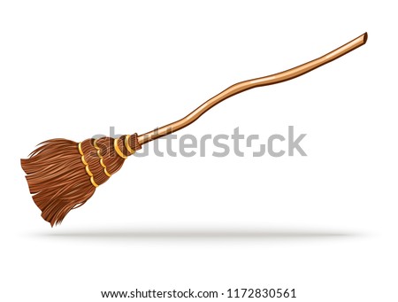 Witch broom. Cartoon symbol icon design. Vector illustration isolated on white background