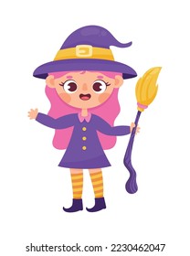 witch with broom comic character