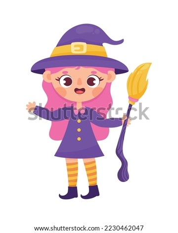 witch with broom comic character