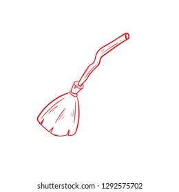 witch broom doodle icon vector drawing 