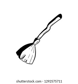 witch broom doodle icon vector drawing 