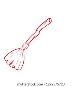 witch broom doodle icon vector drawing 