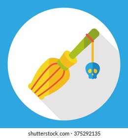 Witch broom flat icon