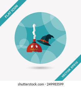 Witch broom flat icon with long shadow,eps10