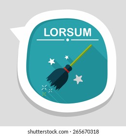 Witch broom flat icon with long shadow,eps10