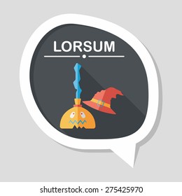 Witch broom flat icon with long shadow,eps10