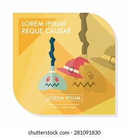 Witch broom flat icon with long shadow,eps10