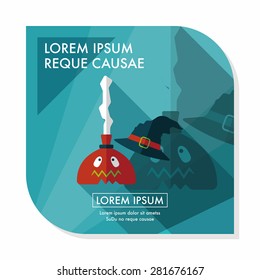 Witch broom flat icon with long shadow,eps10
