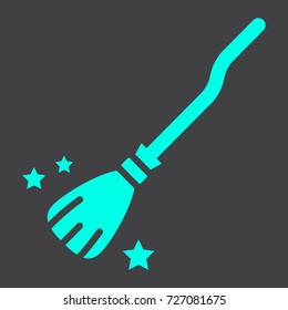 Witch broom glyph icon, halloween and scary, broomstick sign vector graphics, a solid pattern on a black background, eps 10.