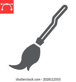 Witch broom glyph icon, holiday and halloween, broom vector icon, vector graphics, editable stroke solid sign, eps 10.