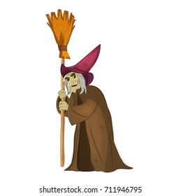 witch with a broom. halloween