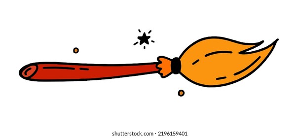 Witch Broom Halloween concept doodle style vector design illustration Isolated on white