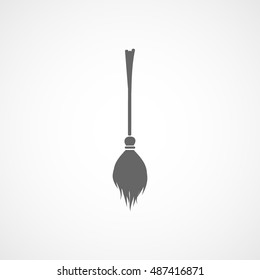 Witch Broom Halloween Concept Flat Icon On White Background