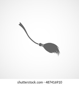 Witch Broom Halloween Concept Flat Icon On White Background