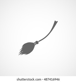 Witch Broom Halloween Concept Flat Icon On White Background