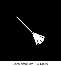 Witch Broom Halloween Concept Flat Icon On Black Background