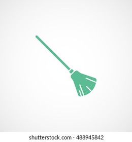 Witch Broom Halloween Concept Green Flat Icon On White Background