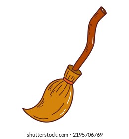 Broma de brujas. Elementos de Halloween. Concepto de truco o trato. Ilustración del vector con estilo dibujado a mano