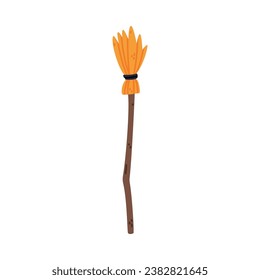 Witch Broom as Halloween Trick or Treat Night Party Element Vector Illustration