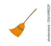 Witch Broom, Halloween Vector Illustration, Isolated