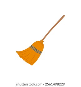 Witch Broom, Halloween Vector Illustration, Isolated