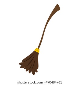 Witch broom icon in flat style isolated on white background. Tricks symbol vector illustration