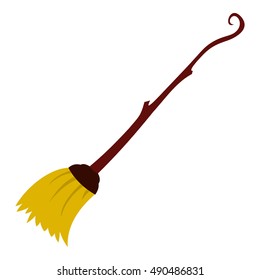 Witch broom icon in flat style isolated on white background. Tricks symbol vector illustration