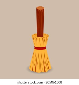 Witch broom Icon Isolated on Beige Background