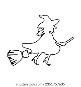 Witch Broom Icon In Outline Style