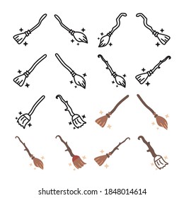 Witch broom icon vector sign and symbols