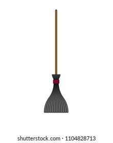 Witch broom isolated. Hand wiper besom Vector illustration.