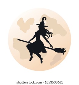 witch in broom isolated icon vector illustration design