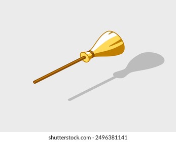 Witch broom isometric vector illustration with shadow