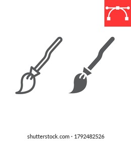 Witch broom line and glyph icon, halloween and scary, broom sign vector graphics, editable stroke linear icon, eps 10