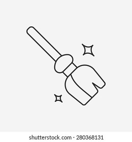 witch broom line icon