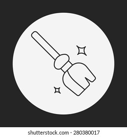 witch broom line icon