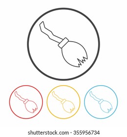 witch broom line icon