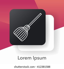witch broom line icon
