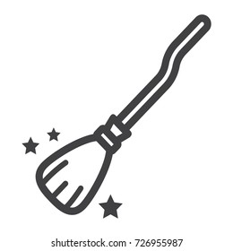 Witch broom line icon, halloween and scary, broomstick sign vector graphics, a linear pattern on a white background, eps 10.