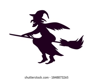 witch in broom line style icon vector illustration design