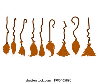 escoba de brujas, Halloween. vector aislado en un fondo blanco.