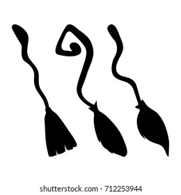 witch broom silhouette cartoon vector symbol icon design. Beautiful illustration isolated on white background
