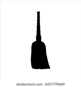 Witch broom silhouette isolated on white background. Witch broom icon vector illustration.