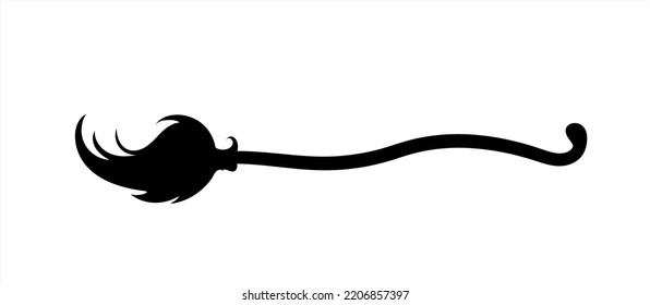 Witch Broom Silhouette On Isolated Background