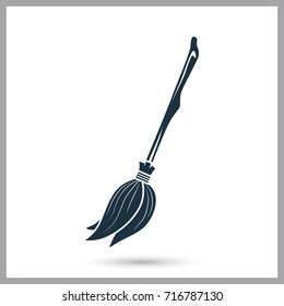 Witch broom simple vector stock icon