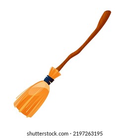 witch broom stick flat vector illustration clipart