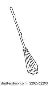 Witch broom vector doodle illustration