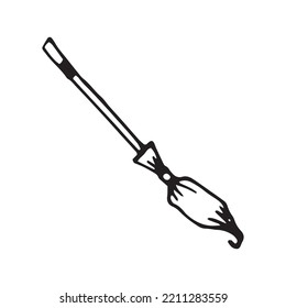 Witch broom in vector illustration