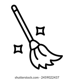 Witch Broom Vector Line Icon Design