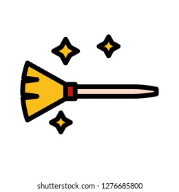 Witch broom vector, Magic related filled design editable stroke icon
